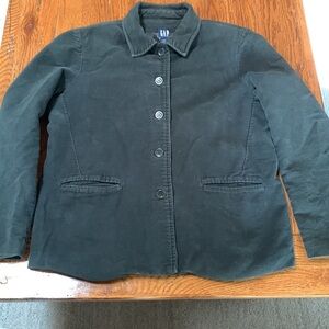 GAP Moss Green Velvet Blazer Women’s Button Front Jacket Fully Lined Size Large